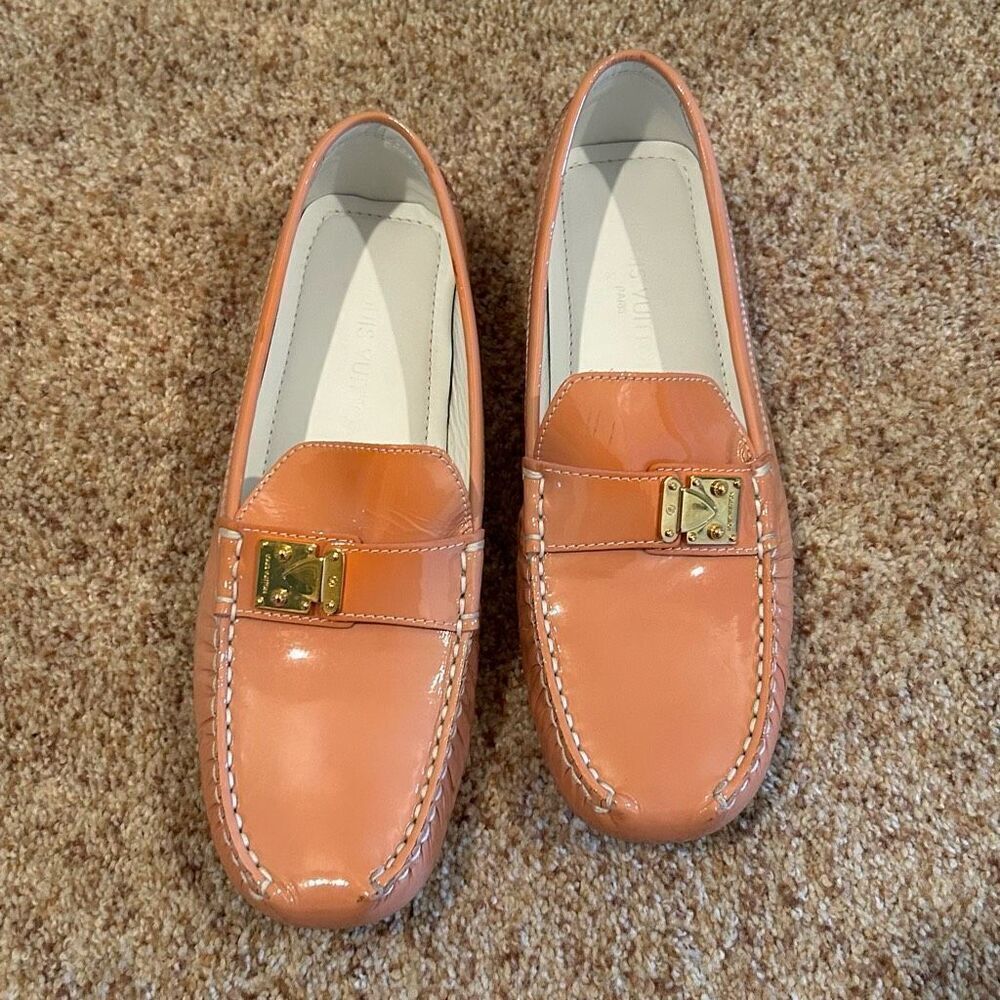 Louis Vuitton Orange Sandals with Gold Accents